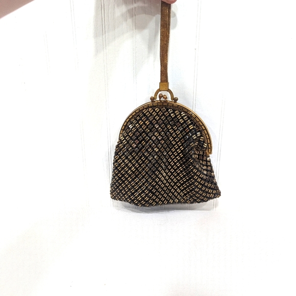 Whiting & Davis Co Mesh Gold Metal Formal Handbag Vintage - Picture 4 of 10